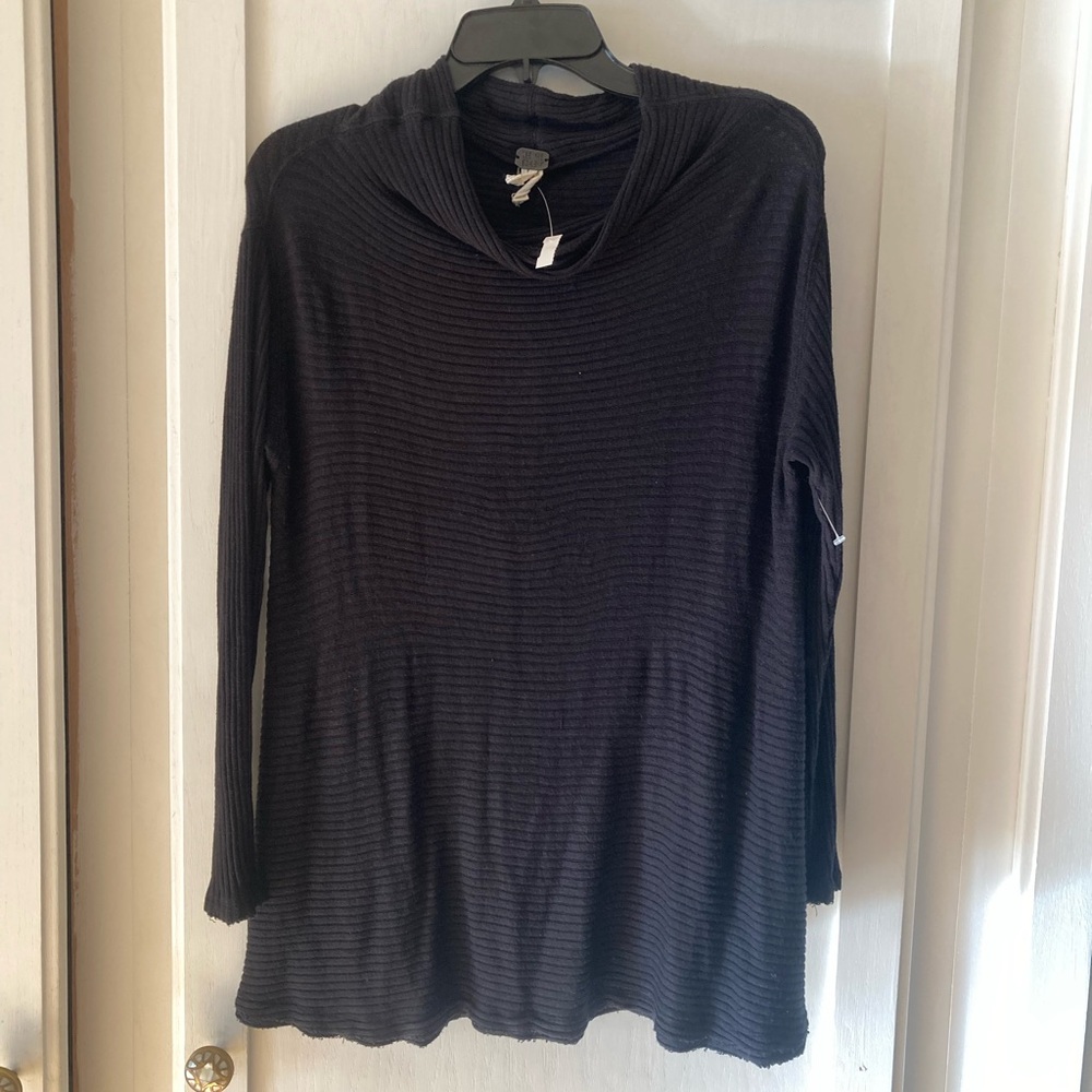NWT We The Free Black Ribbed Knit Top